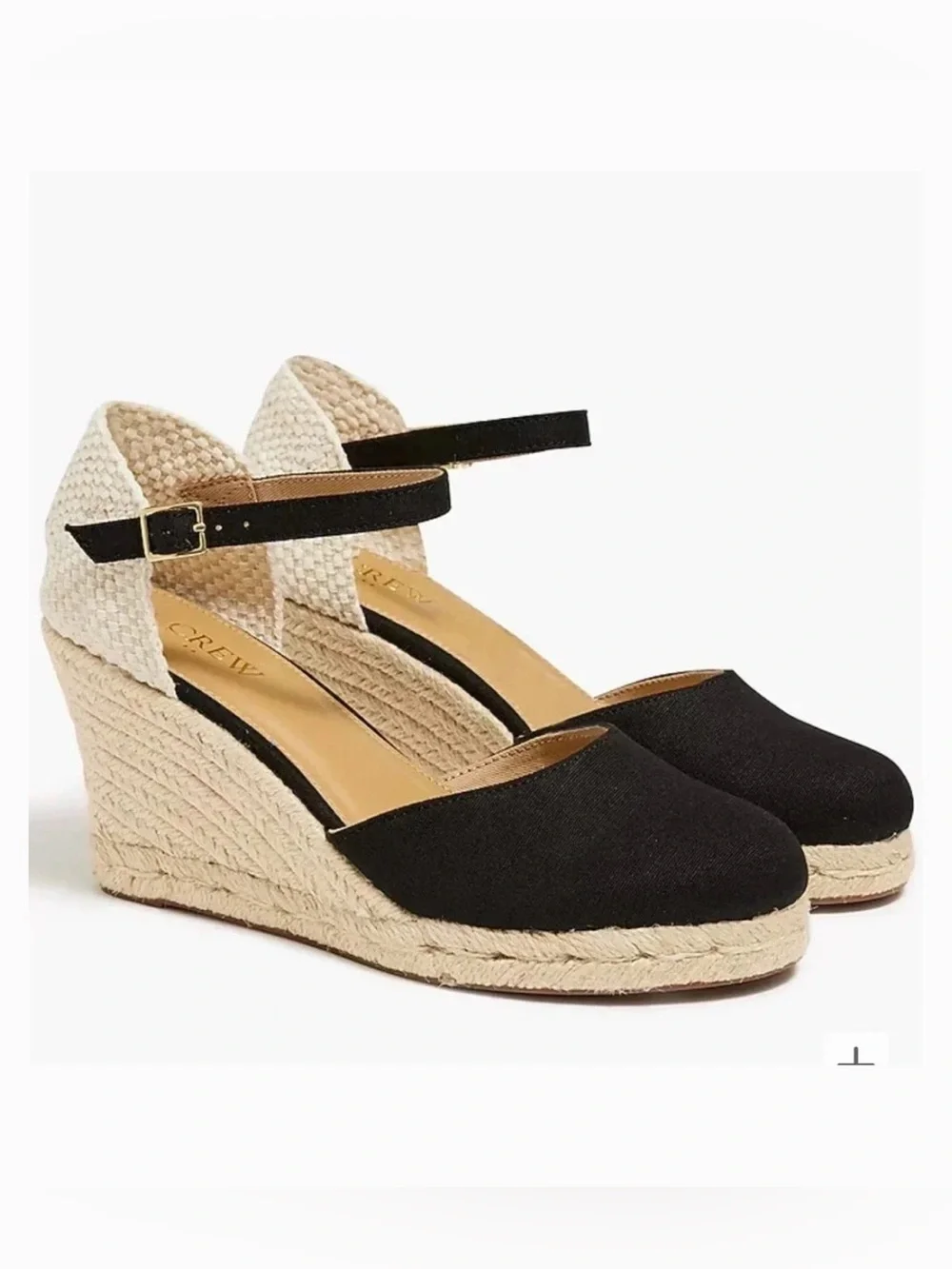 J.Crew Ankle-strap espadrille wedges black size 8